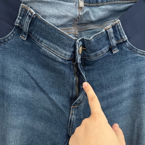 DL1961 Maternity Blue Patti Straight Leg Vintage Raw Hem Jeans - Picture 10 of 14